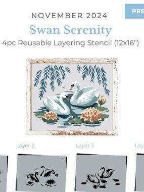 November 2024 Stencil of the Month Stencil Set w/ Add-On | Swan | BRAND NEW